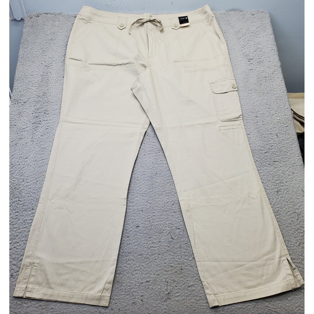 Venezia Cargo Pants Womens 24 Tall Tan Utility Drawstring Waist Ankle Slit